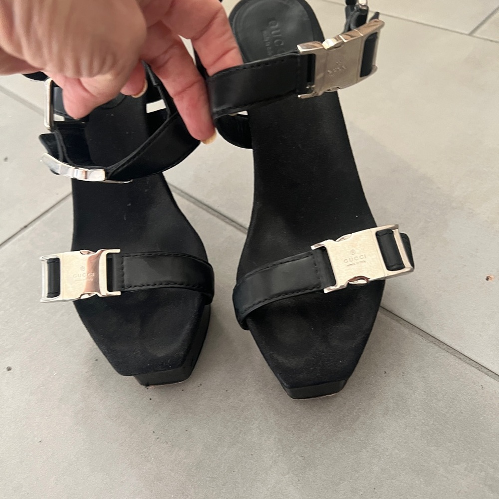 Gucci Black Platform Heels with Silver Buckles size 37 (7 to 7.5 US) - Picture 11 of 11